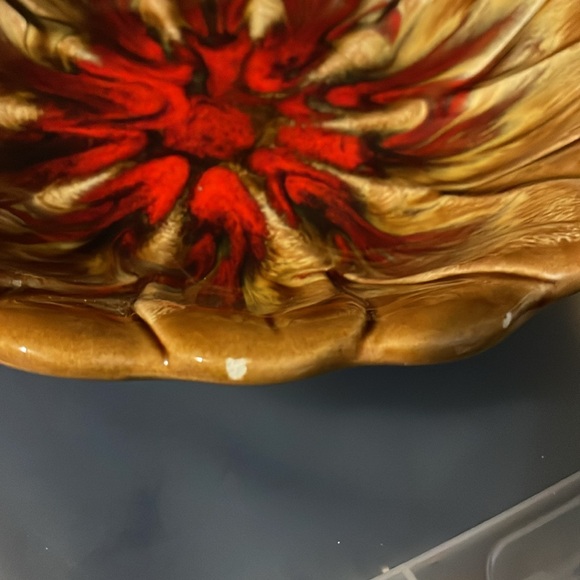 VINTAGE Japan drip glaze 1970s bowl scalloped floral - Picture 5 of 6